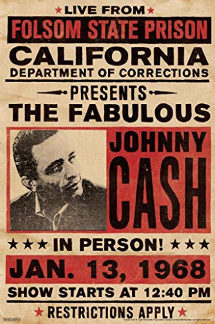 Pyramid America Johnny Cash Folsom State Prison Concert in Person Classic Retro Vintage Country Music Laminated Dry Erase Sign Poster 12x18 Pyramid America Johnny Cash Folsom State Prison Concert in Person Classic Retro Vintage Country Music Laminated Dry Erase Sign Poster 12x18