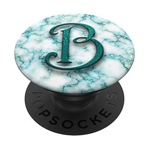 B Letter Initial Monogram Teal Turquoise Blue PopSockets Grip and Stand for Phones and Tablets