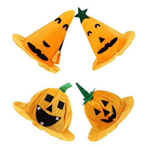 Balacoo 4pcs Pet Halloween Pumpkin Hats Pet Halloween Cosplay Costume Accessories Jack O Lantern Pumpkin Hats for Cat Dog Puppy -Orange-