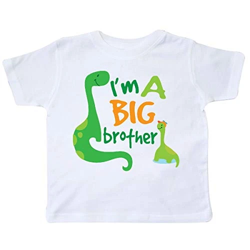 inktastic I'm a Big Bro Dinosaur Boys Brother Toddler T-Shirt 7 White 21d8b