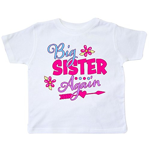 inktastic Big Sister Again with Flowers and Arrow Toddler T-Shirt 7 White 3183a