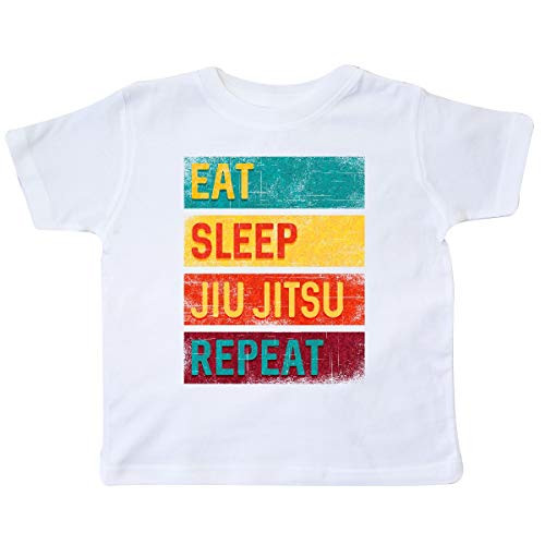inktastic Eat Sleep Jiu Jitsu Repeat Toddler T-Shirt 3T White 39c77
