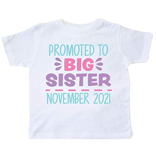inktastic Promoted to Big Sister November 2021 Toddler T-Shirt 3T White 3b800