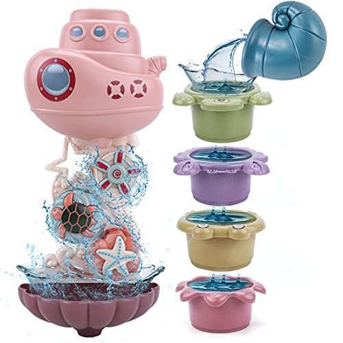 LZZAPJ Baby Bath Toys for Toddlers 1-3 Year Old Kids Bathtub Water Toys with Baby Bath Stacking Cup Gift for Infants Boys Girls 6-12 Months 