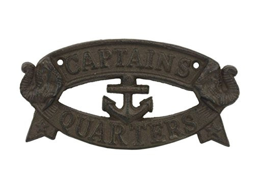 Hampton Nautical K-49005-cast-iron Cast Iron Captains Quarters Sign 9" Nautical Home Decoration