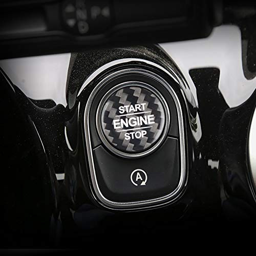 M.JVisun Black Ignition Starter Switch Sticker for Mercedes-Benz A B G-Class GLB GLE GLS for Mercedes-AMG A-Class CLA G-Class GLE GLS Start Stop Engine Button Cover Genuine Carbon Fiber Material