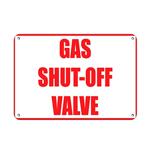 Aluminum Horizontal Metal Sign Multiple Sizes Gas Shut Off Valve Hazard Emergency White Shutoff with Border Weatherproof Street Signage 10x7Inches