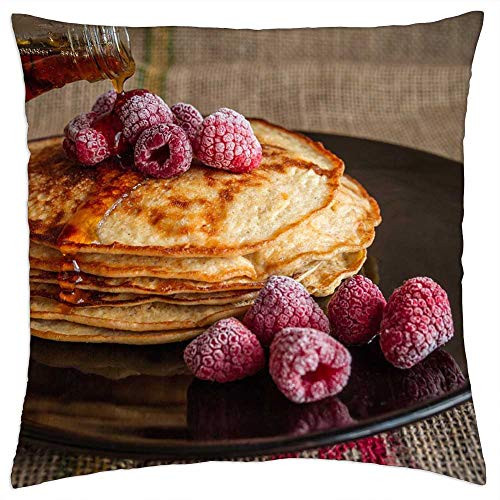 LESGAULEST Throw Pillow Cover -18x18 inch- - Pancakes Maple Syrup Sweet Food Breakfast LESGAULEST Throw Pillow Cover -18x18 inch- - Pancakes Maple Syrup Sweet Food Breakfast