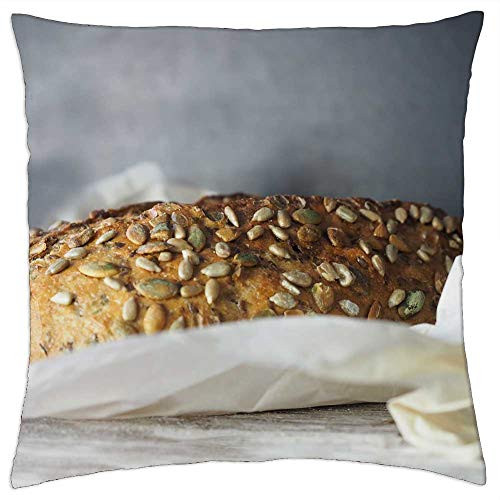 LESGAULEST Throw Pillow Cover -18x18 inch- - Bread Grain Seed Food Wheat Bakery Loaf Whole