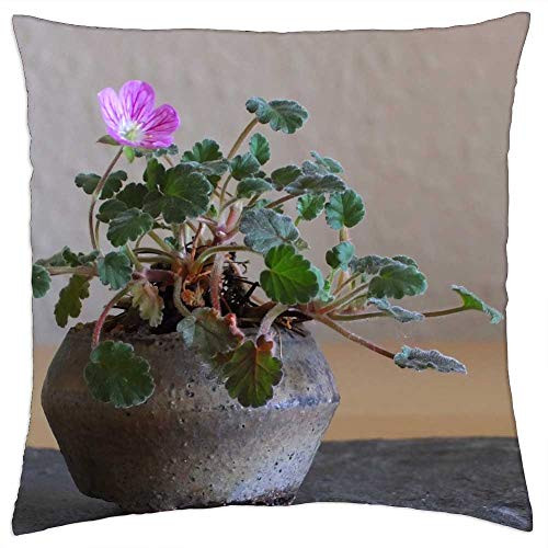 LESGAULEST Throw Pillow Cover -18x18 inch- - Bonsai Plant Nature Japan Small Pink Pink Flower