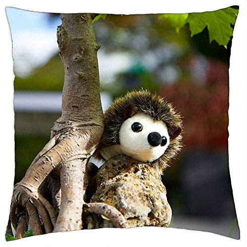 LESGAULEST Throw Pillow Cover -18x18 inch- - Nature Plant Maple Bonsai Hedgehog LESGAULEST Throw Pillow Cover -18x18 inch- - Nature Plant Maple Bonsai Hedgehog