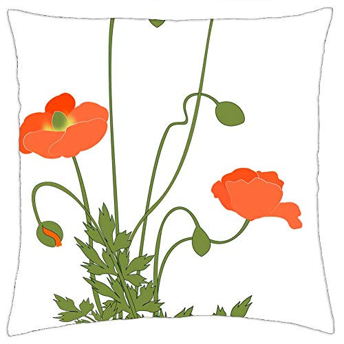 LESGAULEST Throw Pillow Cover -18x18 inch- - Poppy Corn Poppy Flowering Plant Pink