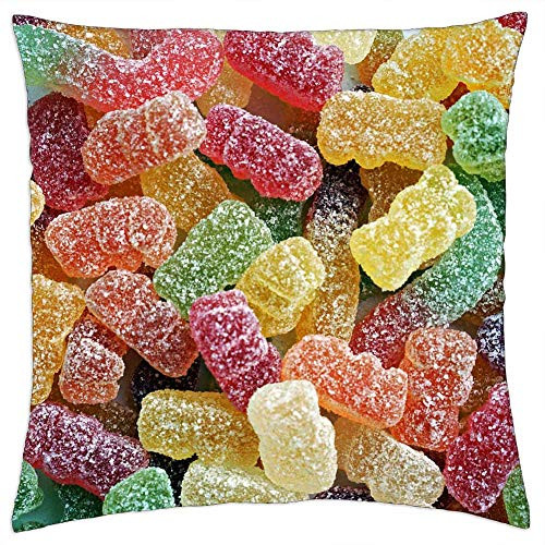 LESGAULEST Throw Pillow Cover -18x18 inch- - Jelly Beans Candy Sour Sweet Teddy Bear Sweets LESGAULEST Throw Pillow Cover -18x18 inch- - Jelly Beans Candy Sour Sweet Teddy Bear Sweets