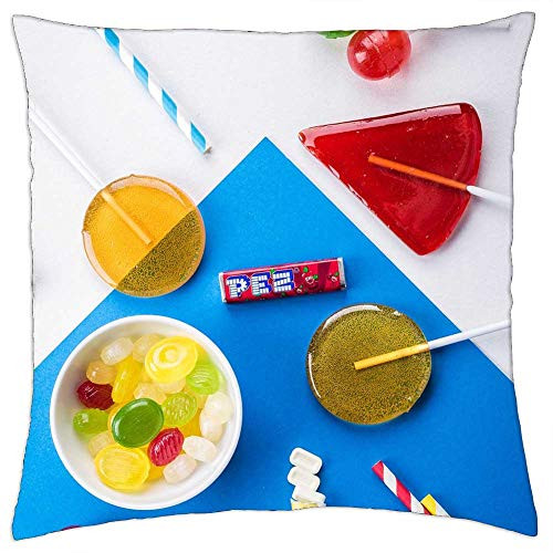 LESGAULEST Throw Pillow Cover -18x18 inch- - Candy Sweetmeats Sweets Caramel Dessert Food 1 LESGAULEST Throw Pillow Cover -18x18 inch- - Candy Sweetmeats Sweets Caramel Dessert Food 1