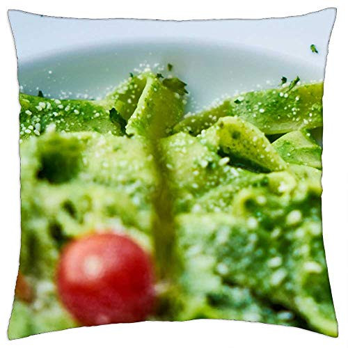 LESGAULEST Throw Pillow Cover -18x18 inch- - Pasta Green Pesto Sauce Background Nutrition