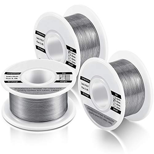 3 Pieces 63-37 Tin Lead Solder Wire with Rosin Core for Electrical Flux Soldering Electronic Connector Electrical Soldering DIY -0.6mm- 100g 0.8mm- 100g 1mm- 100g-