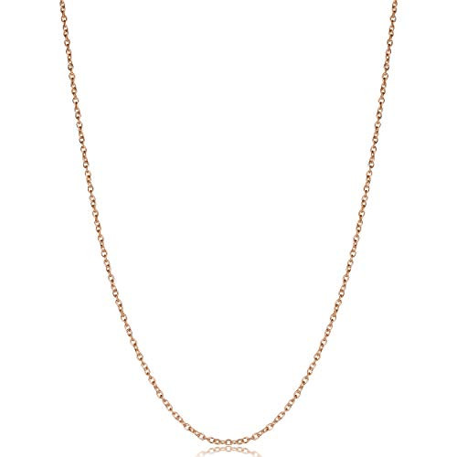 Kooljewelry Rose Gold Plated Sterling Silver Round Cable Chain Necklace -1.2 mm 24 inch-