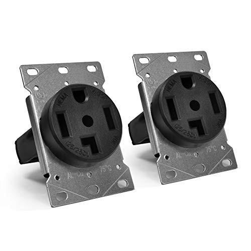 -2 Pack- BESTTEN 30 Amp NEMA 14-30R Flush Mounted Receptacle Dryer Outlet 125-250V 3 Pole 4 Wire Straight Blade Commercial Grade Grounded UL Listed Black -2 Pack- BESTTEN 30 Amp NEMA 14-30R Flush Mounted Receptacle Dryer Outlet 125-250V 3 Pole 4 Wire Straight Blade Commercial Grade Grounded UL Listed Black