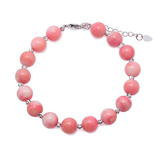 JYXJEWELRY Women Pink Coral Bracelet for Ladies Classic 8.5mm Round Pink Coral Beads Bracelet 7" JYXJEWELRY Women Pink Coral Bracelet for Ladies Classic 8.5mm Round Pink Coral Beads Bracelet 7"