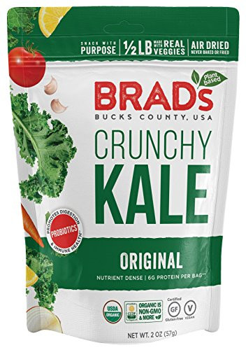 Brad's Plant Based Organic Crunchy Kale Original with Probiotics 3 Bags 6 Servings Total