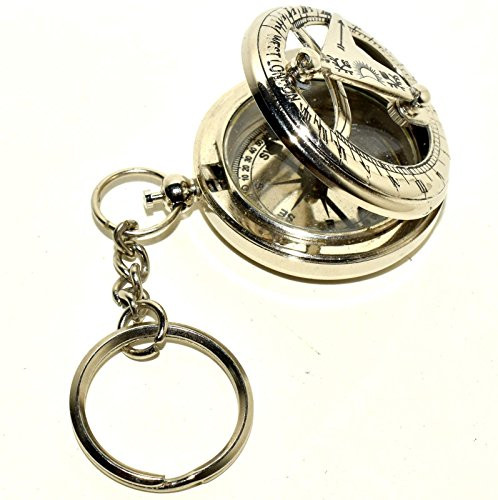 SHAHEERA NAUTICAL Collectible Solid Brass Push Button Compass Engraved Sundial Pocket Gift B
