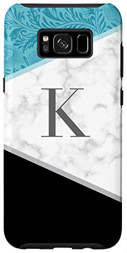 Galaxy S8 plus Classy Initial Letter K Monogram Gift Color Block Teal Black Case