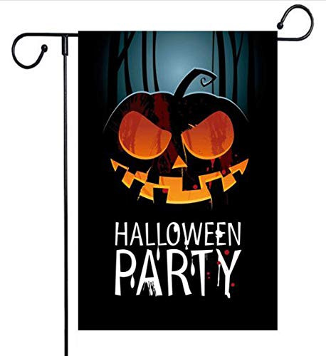 MOCOFO Happy Halloween Garden Flag Vertical Double Sized Spooky Ghost Pumpkin Jack O'Lantern Burlap ?Premium Material Double Sided?Yard Outdoor Decoration 12.5 x 18 Inch