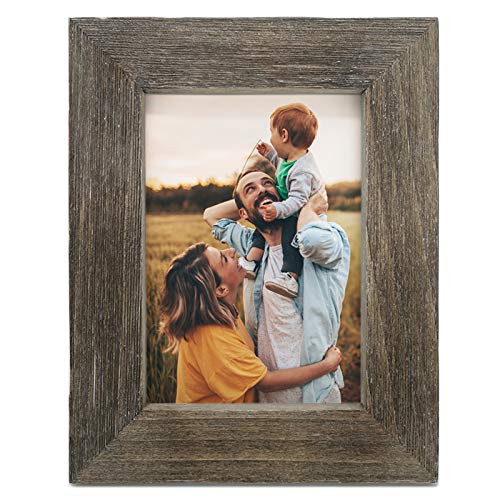 IKEREE 6x8 Picture Frames Handmade Farmhouse Photo Frame with Rustic Looking Built-in Easel for Tabletop or Wall Mounting Display