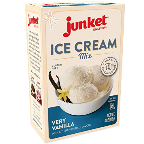 Junket Ice Cream Mix - Homemade Vanilla Ice Cream Mix - Premium Ice Cream Starter Powder - Natural Ingredients Gluten Free - Makes 3 Quarts 1 Quart Per Package - Very Vanilla 4 Oz - 3 Pack