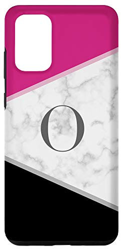 Galaxy S20 plus Color Block Geometric Initial Letter O Monogram Pink Black Case