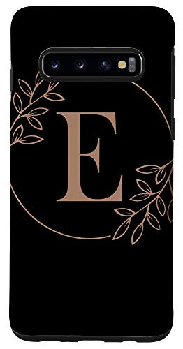 Galaxy S10 Monogram Initial Letter E Floral Pattern Case