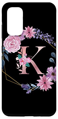 Galaxy S20 Personalized Women Girls Alphabet Floral K Initial Letter Case