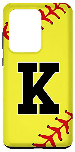 Galaxy S20 Ultra Softball Letter K Initial Gift Ball Player Gift for Girls Case