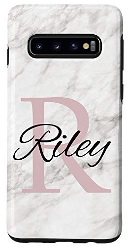 Galaxy S10 Riley Pink Monogram Letter R Girls Personalized Name Case