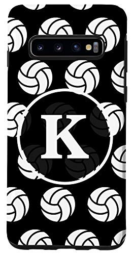 Galaxy S10 initial monogram white cute letter k volleyball players fans Case