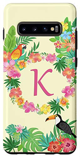 Galaxy S10 plus Summer Tropical Flowers Phone Case Initial K Summer Lover Case