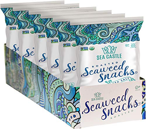 Sea Castle Organic Roasted Seaweed Snack with Sea Salt .35 Oz. -6 Pack- Gluten Free Keto Friendly Non GMO Verified Kosher Sea Castle Organic Roasted Seaweed Snack with Sea Salt .35 Oz. -6 Pack- Gluten Free Keto Friendly Non GMO Verified Kosher