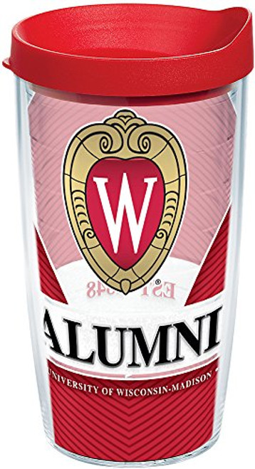 Tervis 1223976 Wisconsin Badgers Alumni Tumbler with Wrap and Red Lid 16oz, Clear Tervis 1223976 Wisconsin Badgers Alumni Tumbler with Wrap and Red Lid 16oz, Clear