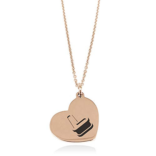 Tioneer Rose Gold Plated Stainless Steel Letter L Initial 3D Monogram Floating Heart Tag Charm Pendant Necklace Tioneer Rose Gold Plated Stainless Steel Letter L Initial 3D Monogram Floating Heart Tag Charm Pendant Necklace