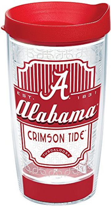 Tervis 1229013 Alabama Crimson Tide Pregame Prep Tumbler with Wrap and Red Lid 16oz, Clear Tervis 1229013 Alabama Crimson Tide Pregame Prep Tumbler with Wrap and Red Lid 16oz, Clear