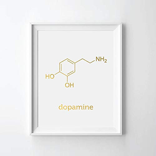 Dopamine Molecule Gold Foil Art Print Dopamine Chemical Structure Gold Print Dopamine Molecule Gold Wall Art Decor 05 x 07"