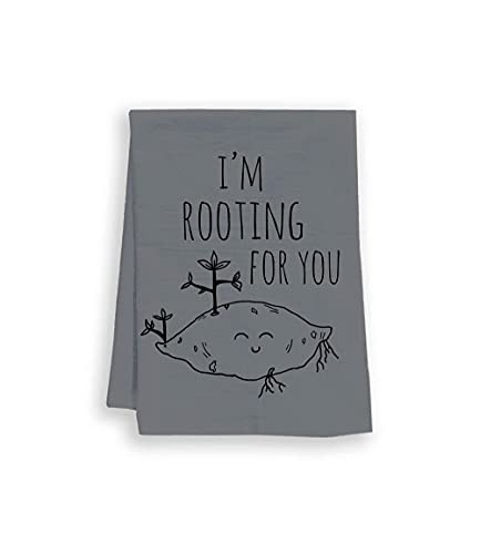 Funny Dishcloth-Tea Towel ~ I'm Rooting For You ~ Funny Kitchen Cloth ~ Gray