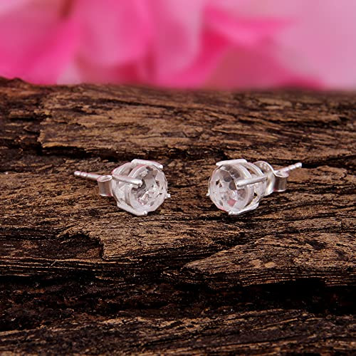 Panoply Jewelry 7mm Purple Crystal Gemstone Sterling Silver Basket Stud Earrings Christmas Gift for Her
