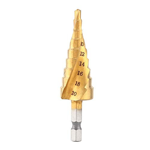 Step Drill Bit High Speed Steel Stepped Cone Drill Bit Titanium Coated Spiral Flute Hex Shank 4-20mm