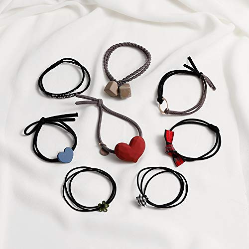 BOJI Hair Rope Female Hair Rope High Elastic Hair Accessories Hair Tie Simple Tie Head Rubber Band Headdress -Color - E-