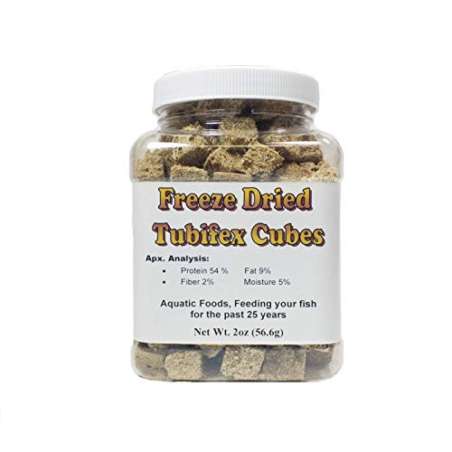 Aquatic Foods Inc. Tubifex Worms - Freeze Dried in Cubes with Freeze Dried Gourmet Mix - Small Jar 2oz