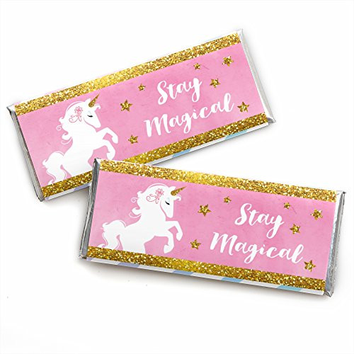 Rainbow Unicorn - Candy Bar Wrapper Magical Unicorn Baby Shower or Birthday Party Favors - Set of 24