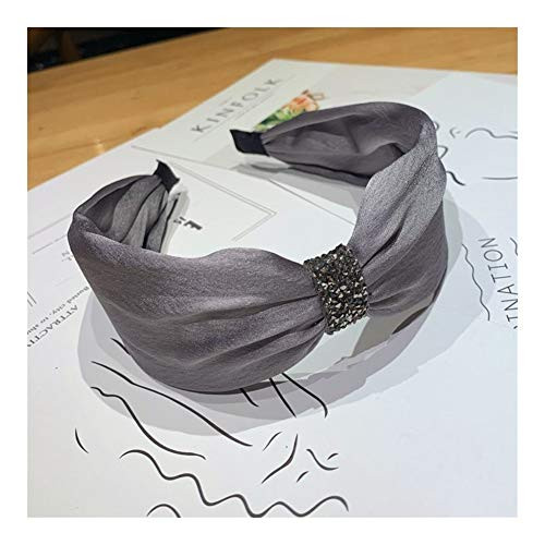 xiaofeng214 Diamond Crystal Rhinestone Knot Headband for Women Solid Satin Hairband Women Hair Accessories Boutique Bezel Hair Hoop -Color - 14-