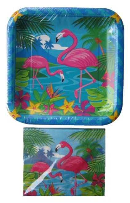 Flamingo Polynesian ~Luau Party Pack~ 14 Plates  and  20 Napkins