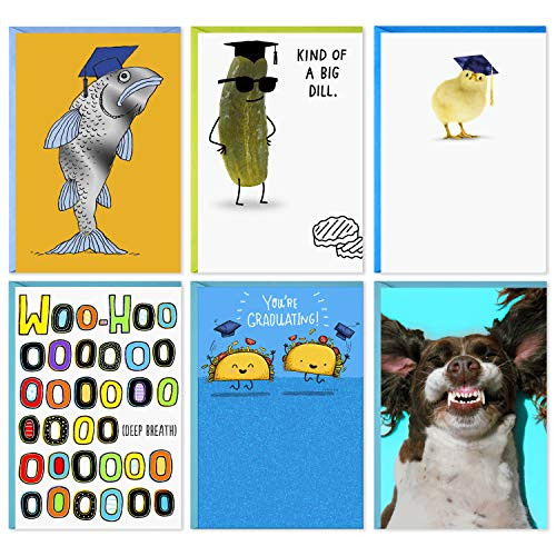 Hallmark Shoebox Funny Graduation Cards Assortment -6 Cards with Envelopes- -1699GMR7269-